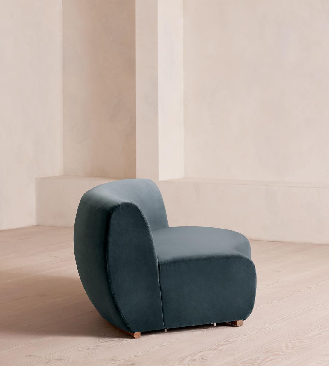 Aline Serpentine Sectional Sofa - Left Section - Grey Blue Velvet - US - Image 7