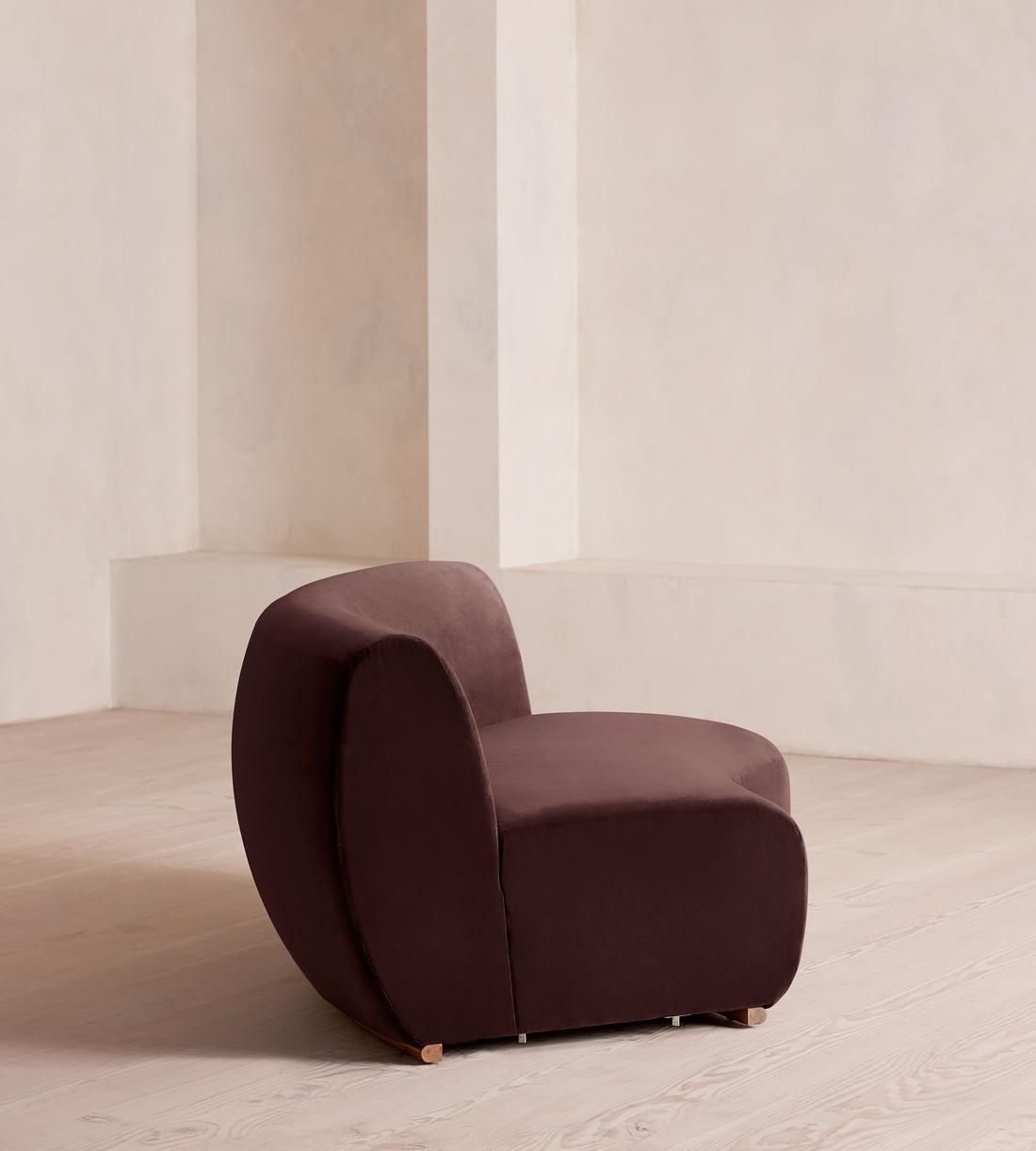 Aline Serpentine Sectional Sofa - Middle Section - Velvet - Aubergine - US - Image 8