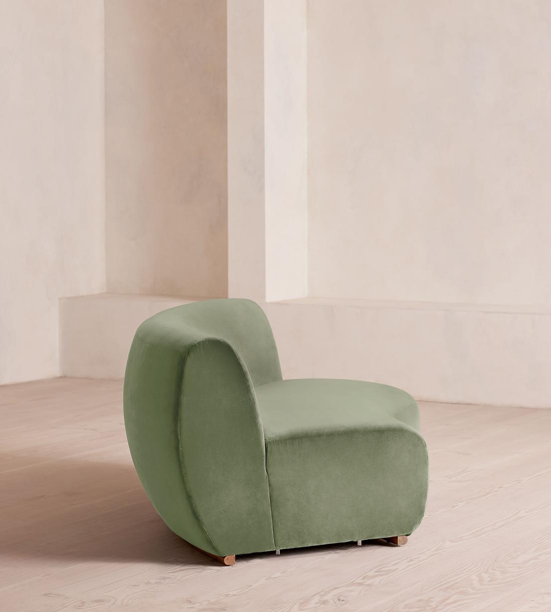 Aline Serpentine Sectional Sofa - Middle Section - Velvet - Seafoam - US - Image 8
