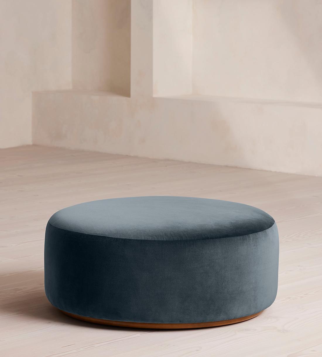 Aline Ottoman - Velvet - Grey Blue - US - Listing - Image 1