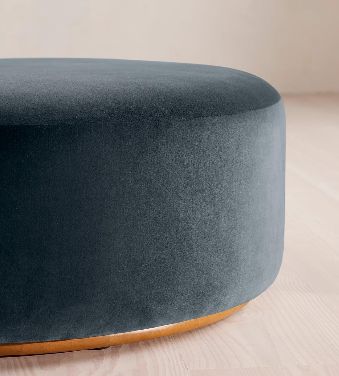 Aline Serpentine Sectional Sofa - Middle Section - Grey Blue Velvet - US - Image 9