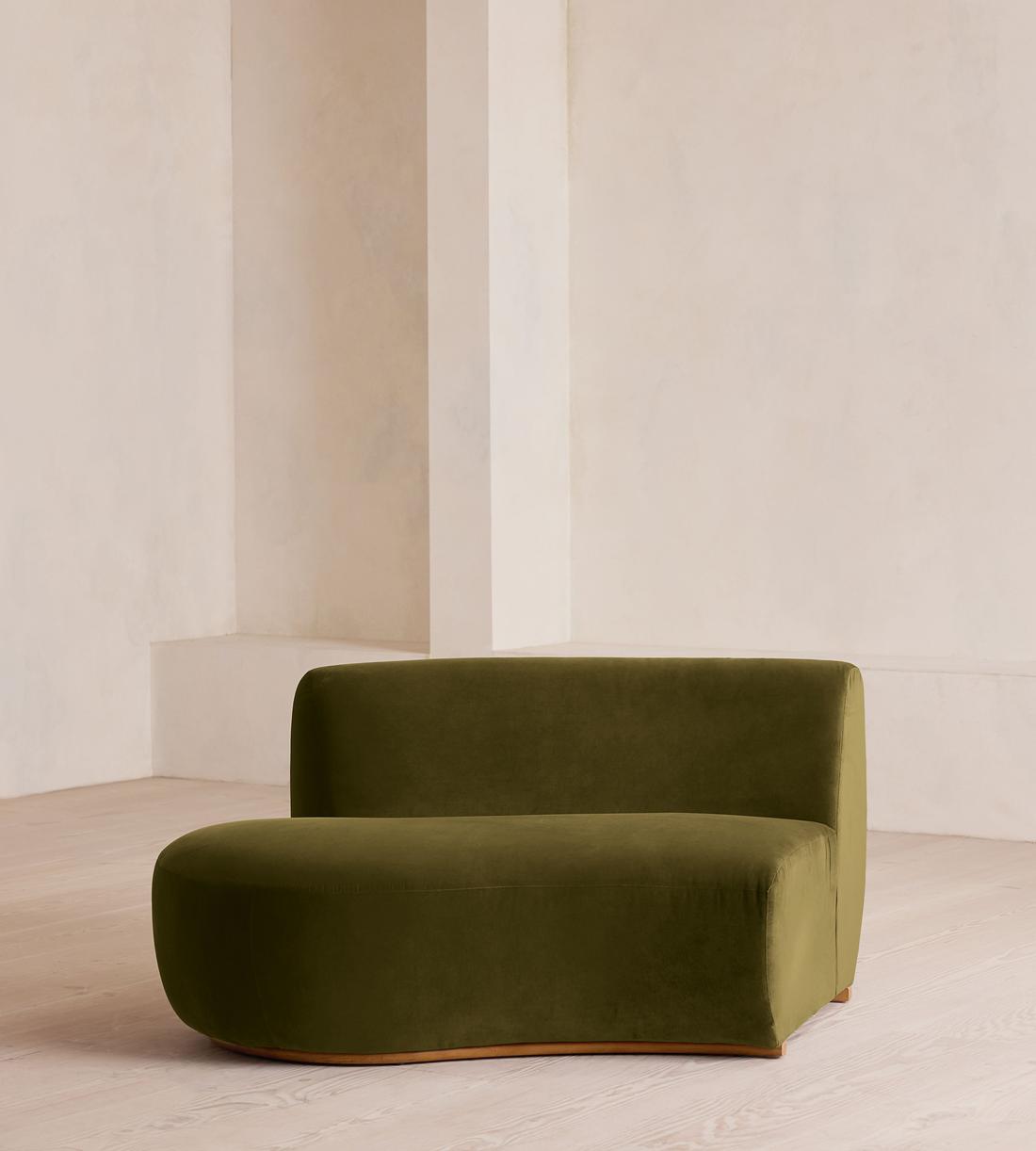 Aline Serpentine Sectional Sofa - Left Section - Olive Velvet - US - Image 1