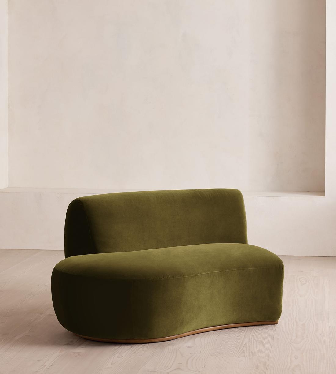 Aline Serpentine Sectional Sofa - Left Section - Olive Velvet - US - Image 2