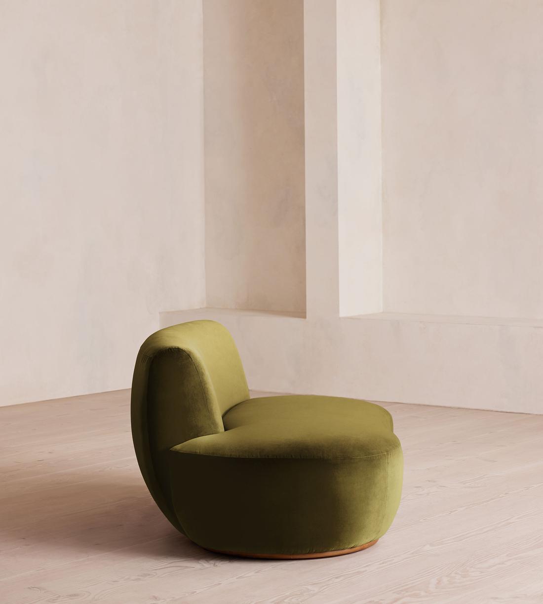 Aline Serpentine Sectional Sofa - Left Section - Olive Velvet - US - Image 3