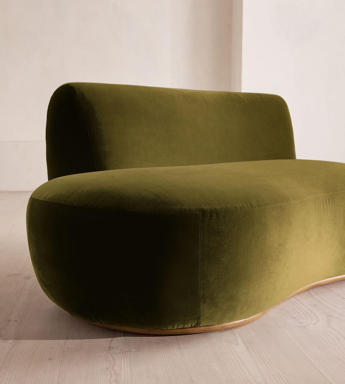 Aline Serpentine Sectional Sofa - Middle Section - Olive Velvet - US - Image 5