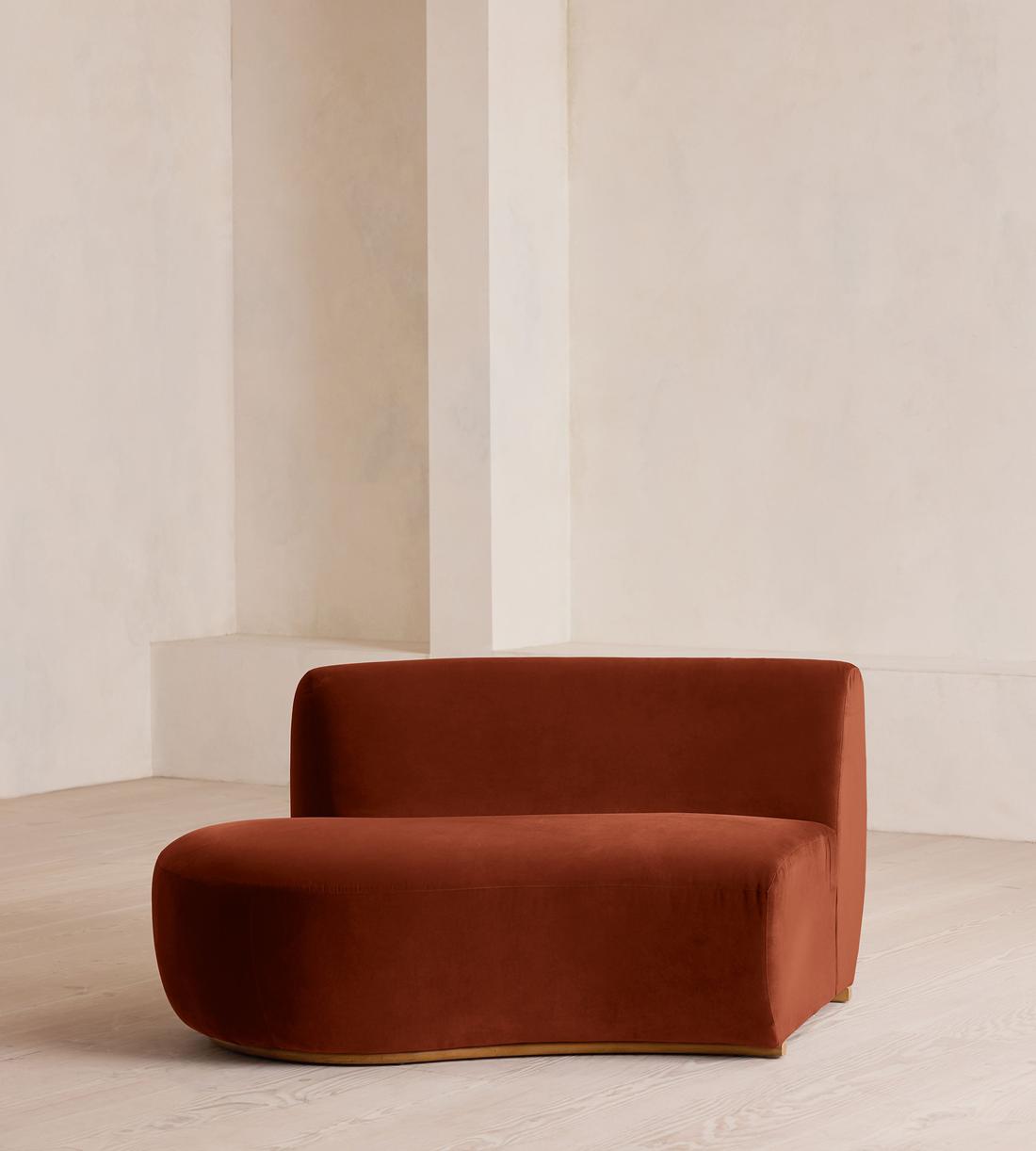 Aline Serpentine Modular Sofa - Middle Section - Rust Velvet - Image 1