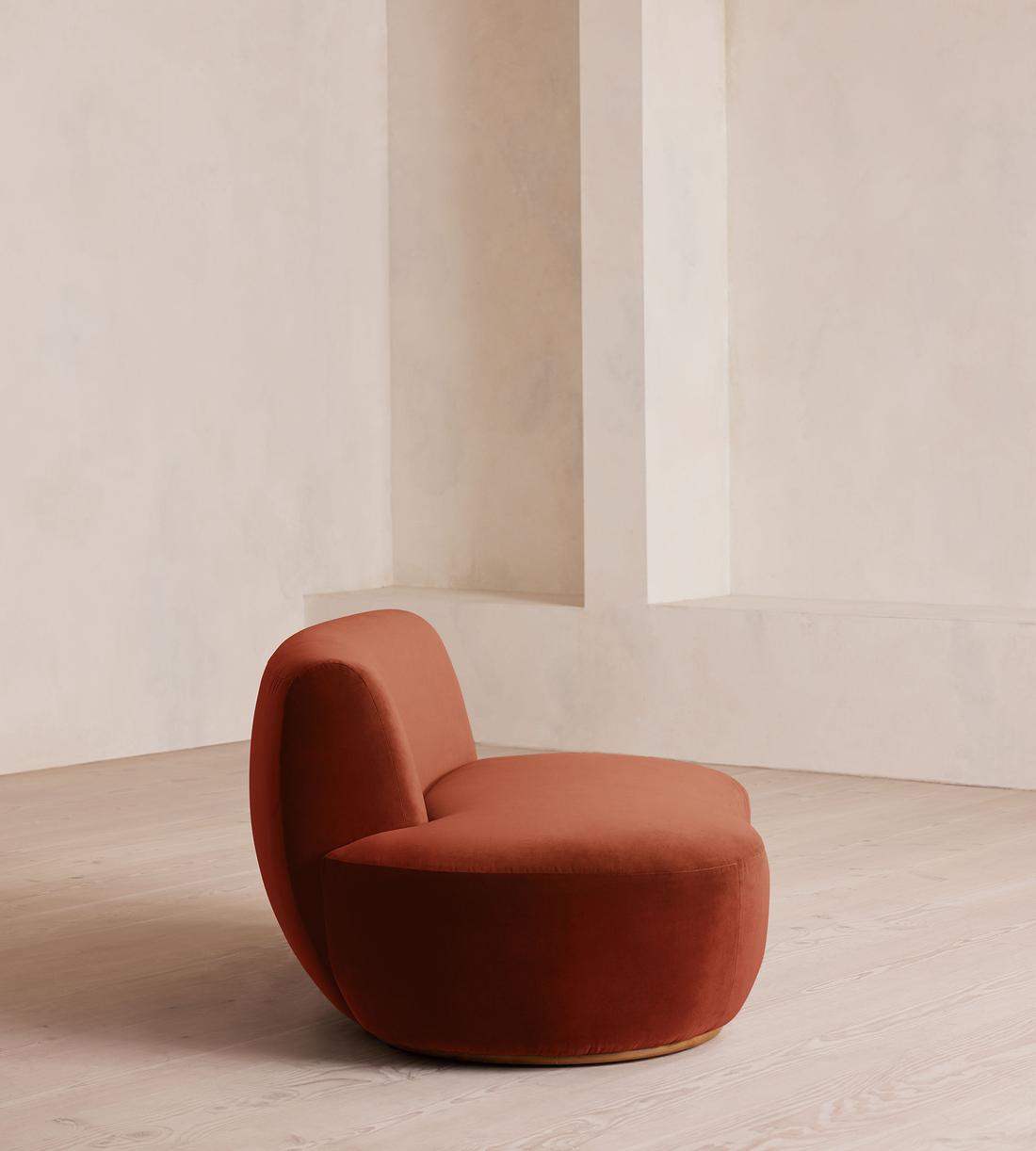 Aline Serpentine Modular Sofa - Middle Section - Rust Velvet - Image 3