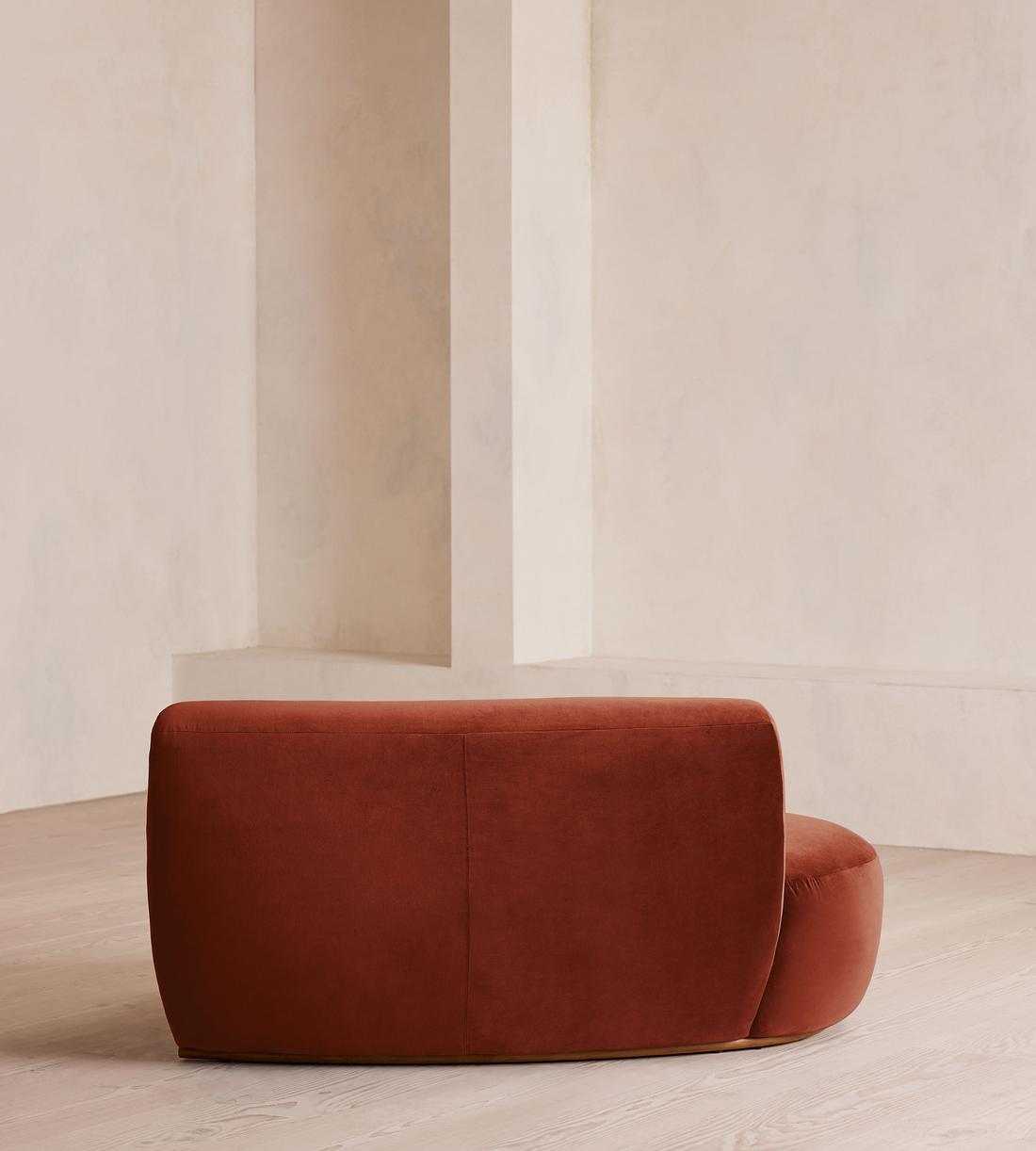 Aline Serpentine Modular Sofa - Middle Section - Rust Velvet - Image 4