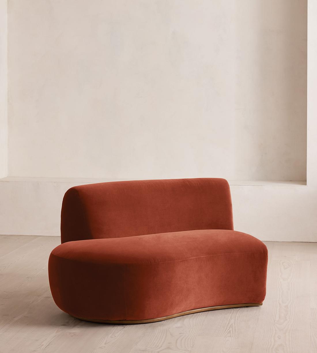 Aline Serpentine Sectional Sofa - Left Section - Rust Velvet - US - Image 2