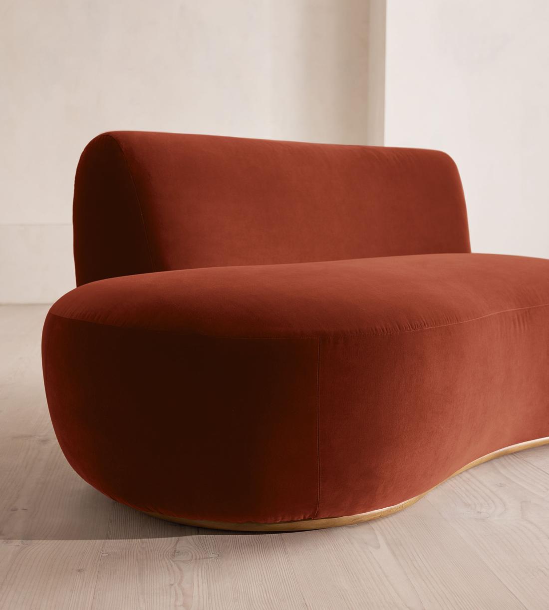 Aline Serpentine Sectional Sofa - Left Section - Rust Velvet - US - Image 5