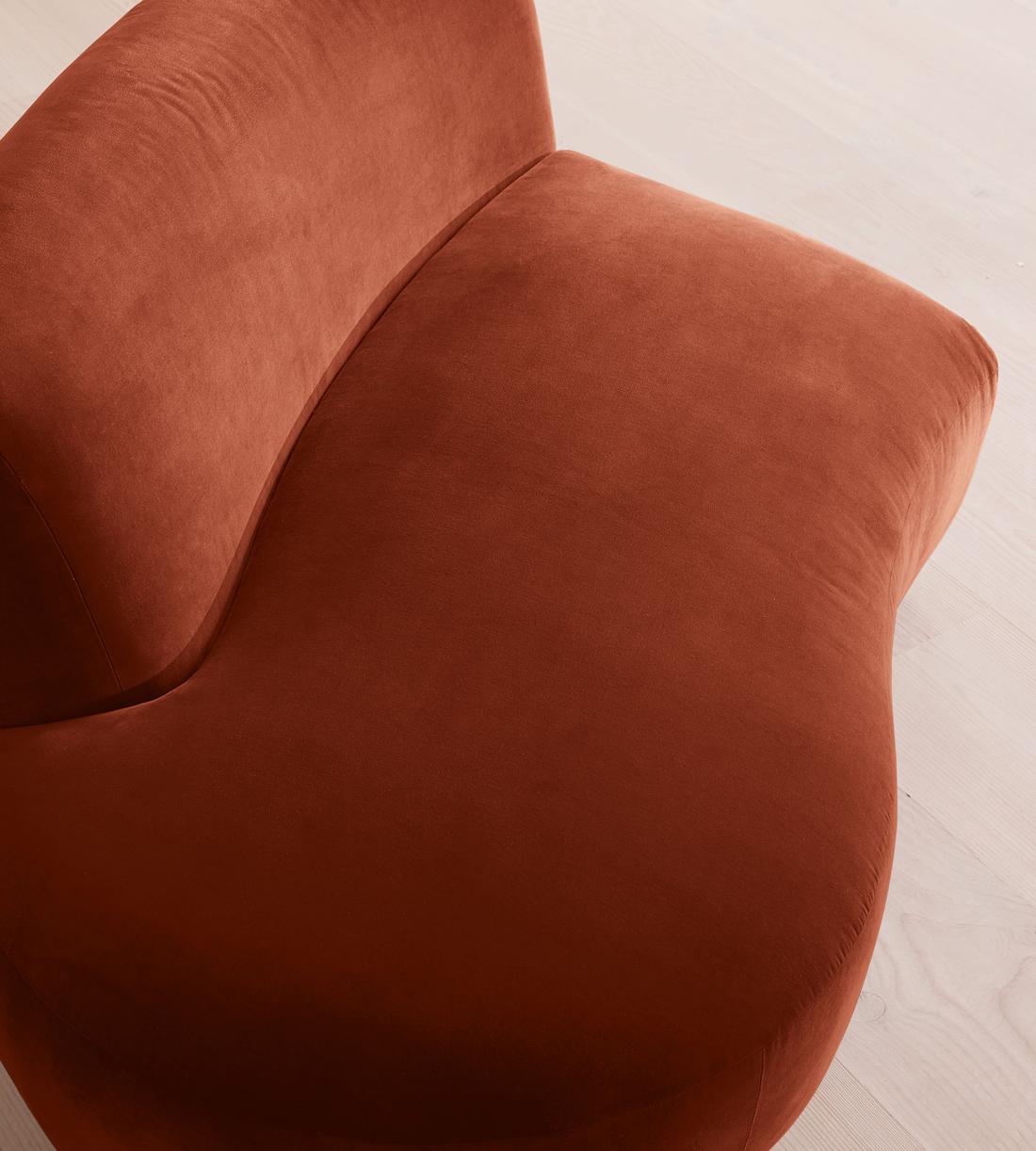 Aline Serpentine Sectional Sofa - Left Section - Rust Velvet - US - Image 6