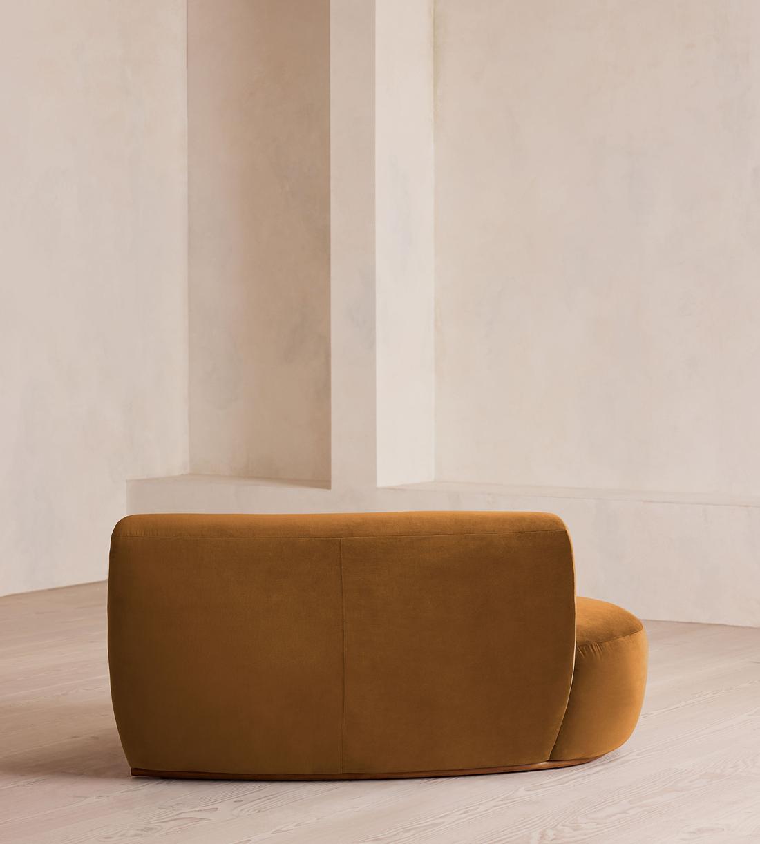 Aline Serpentine Modular Sofa - Middle Section - Mustard Velvet - Image 4