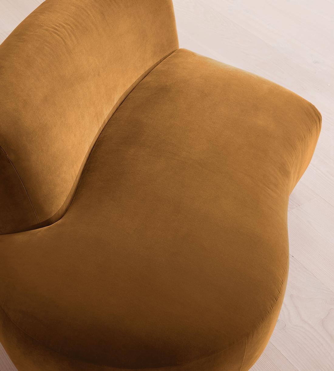 Aline Serpentine Modular Sofa - Middle Section - Mustard Velvet - Image 6