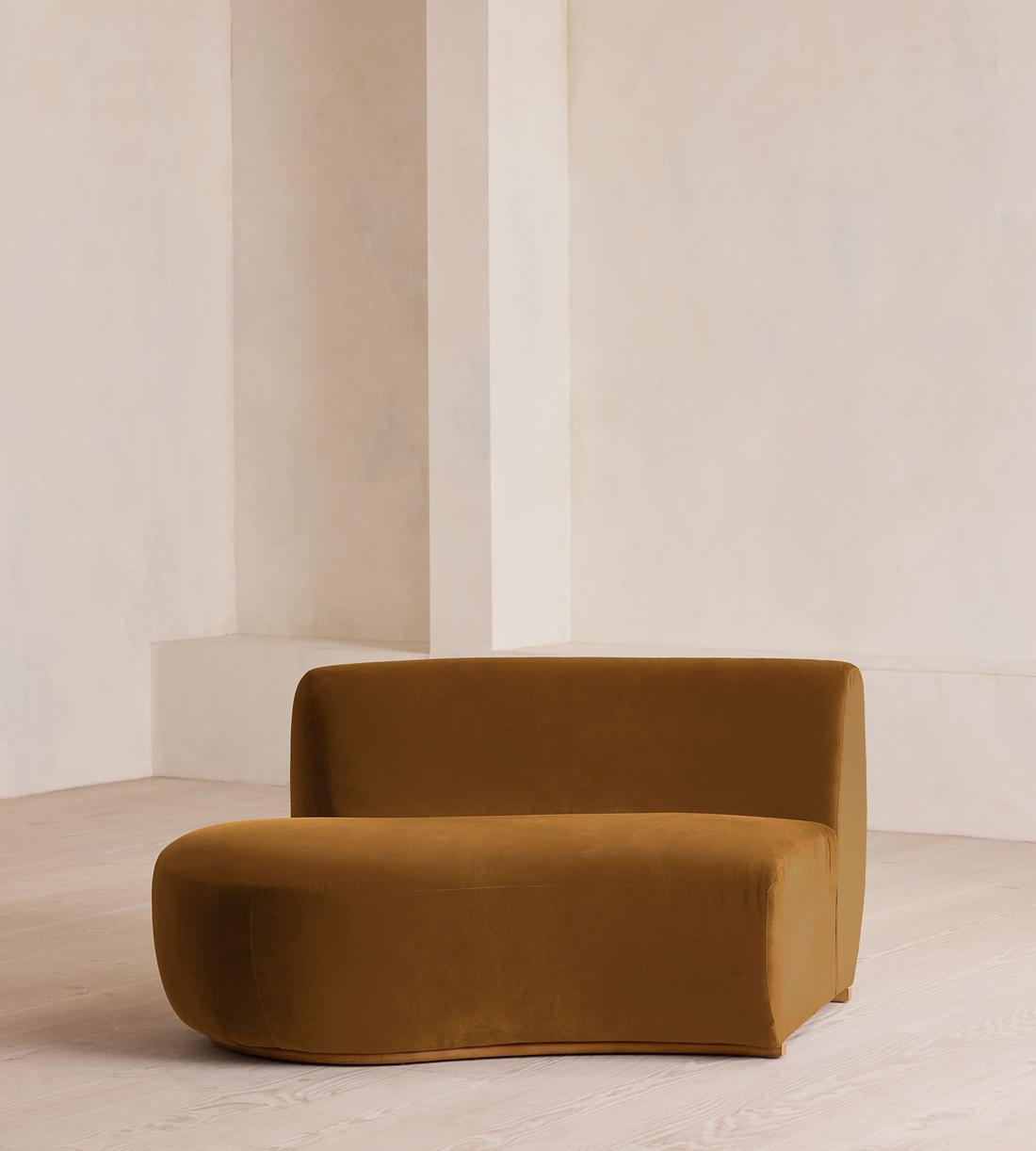 Aline Serpentine Sectional Sofa - Left Section - Mustard Velvet - US - Image 1