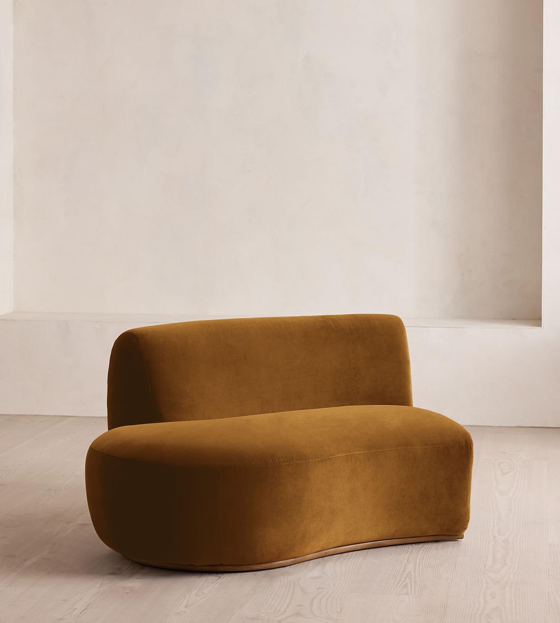 Aline Serpentine Sectional Sofa - Left Section - Mustard Velvet - US - Image 2