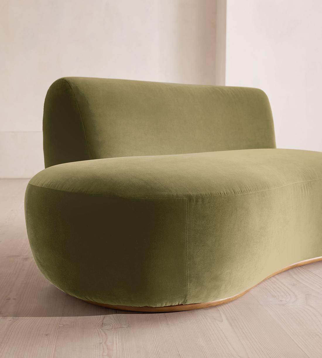 Aline Serpentine Sectional Sofa - Middle Section - Lichen Velvet - US - Image 5