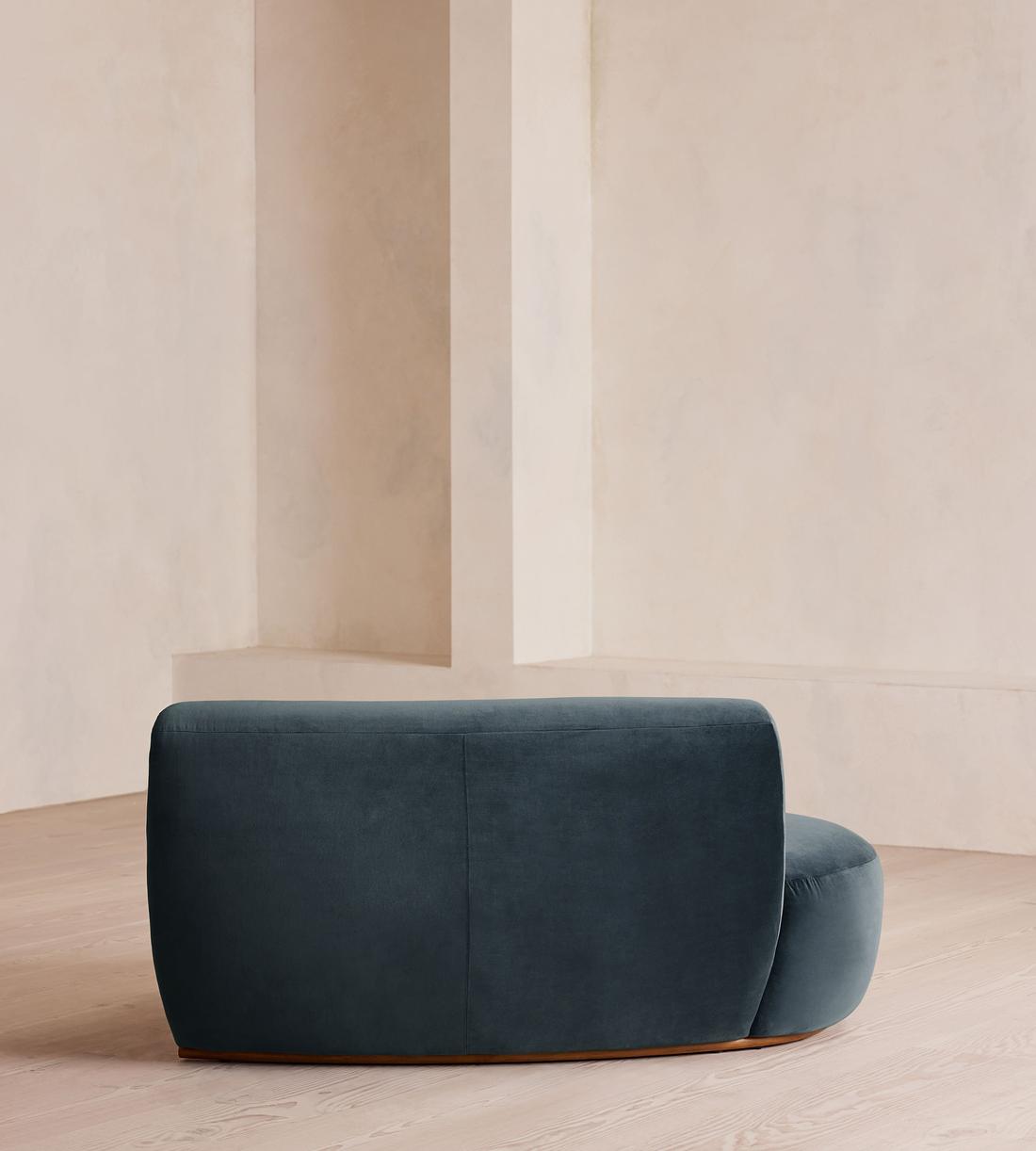 Aline Serpentine Modular Sofa - Middle Section - Grey Blue Velvet - Image 4
