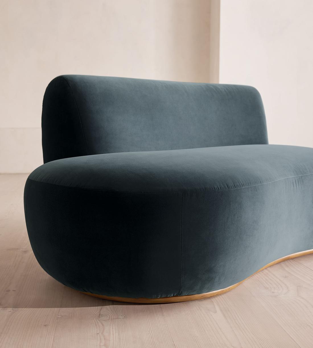 Aline Serpentine Modular Sofa - Middle Section - Grey Blue Velvet - Image 5