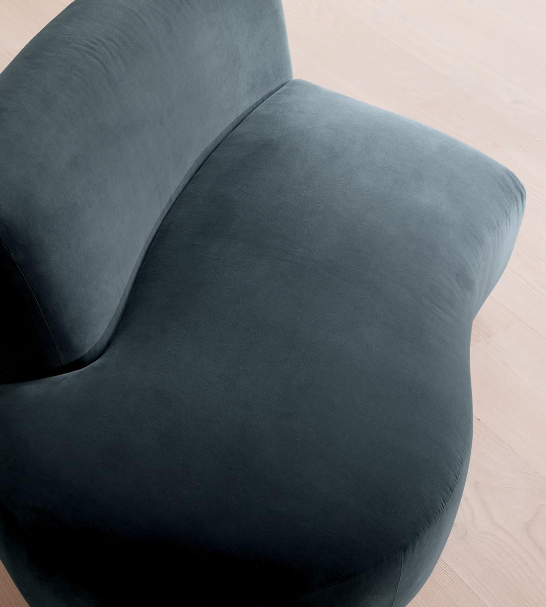 Aline Serpentine Sectional Sofa - Left Section - Grey Blue Velvet - US - Image 5