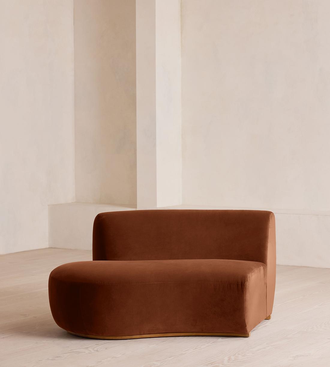Aline Serpentine Sectional Sofa - Middle Section - Velvet - Cinnamon - US - Image 1