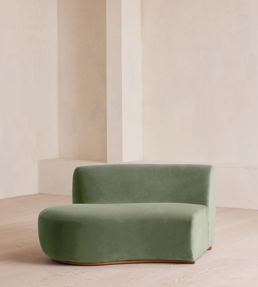 Aline Serpentine Sectional Sofa - Middle Section - Velvet - Seafoam - US - Image 1