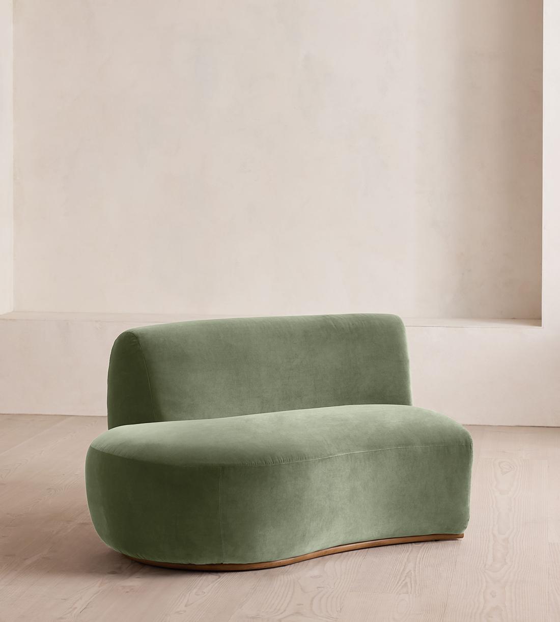 Aline Serpentine Sectional Sofa - Middle Section - Velvet - Seafoam - US - Image 2