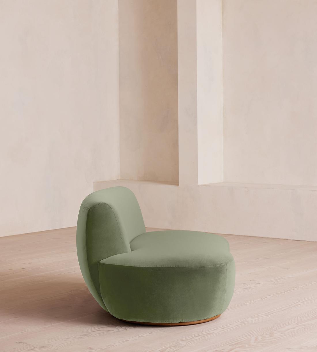Aline Serpentine Sectional Sofa - Left Section - Velvet - Seafoam - US - Image 3