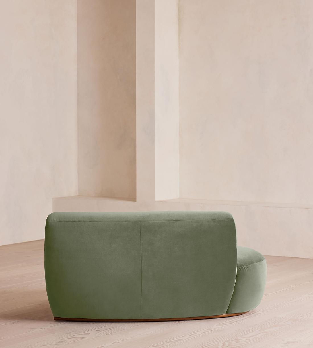 Aline Serpentine Sectional Sofa - Middle Section - Velvet - Seafoam - US - Image 4