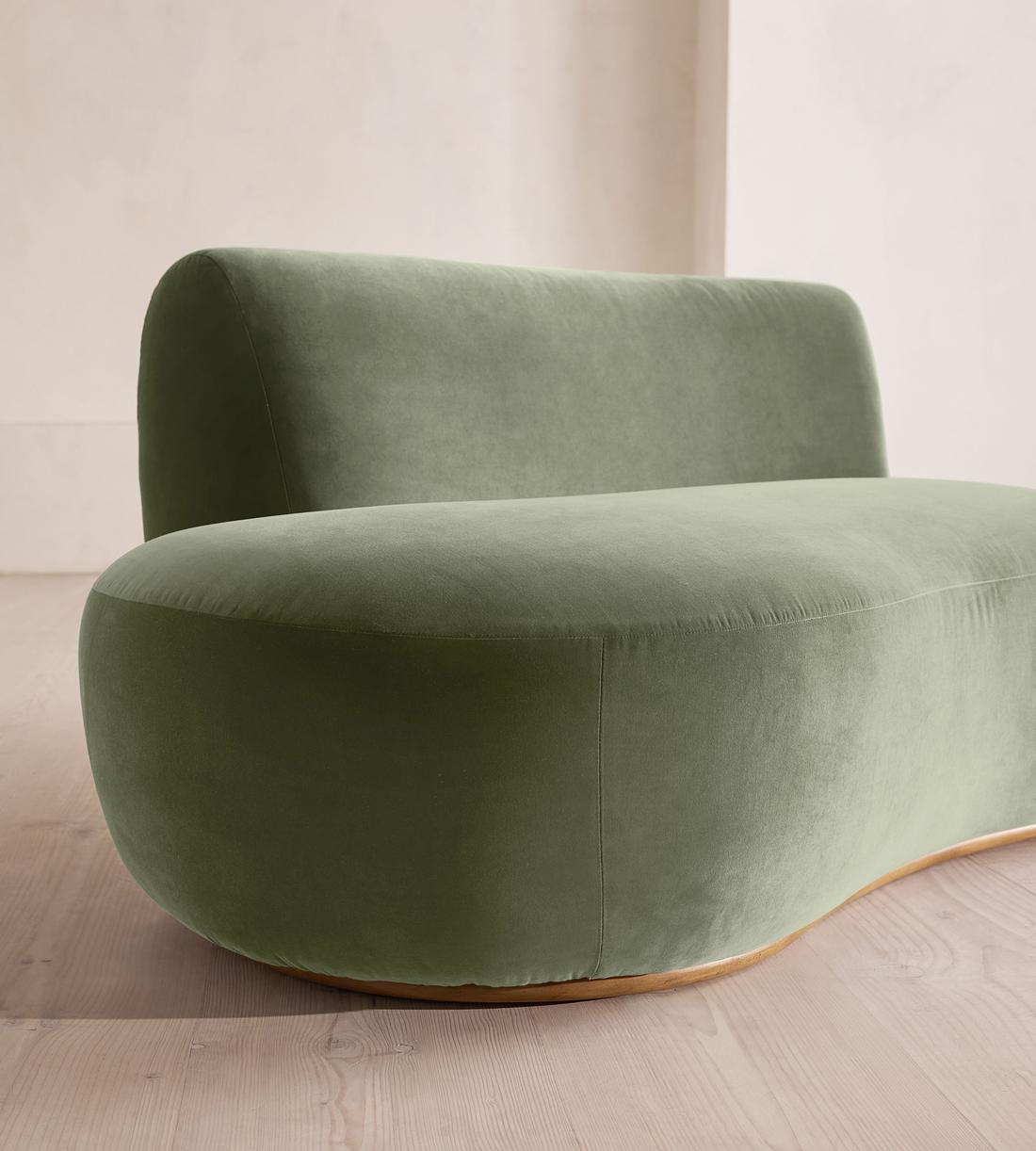 Aline Serpentine Sectional Sofa - Middle Section - Velvet - Seafoam - US - Image 5