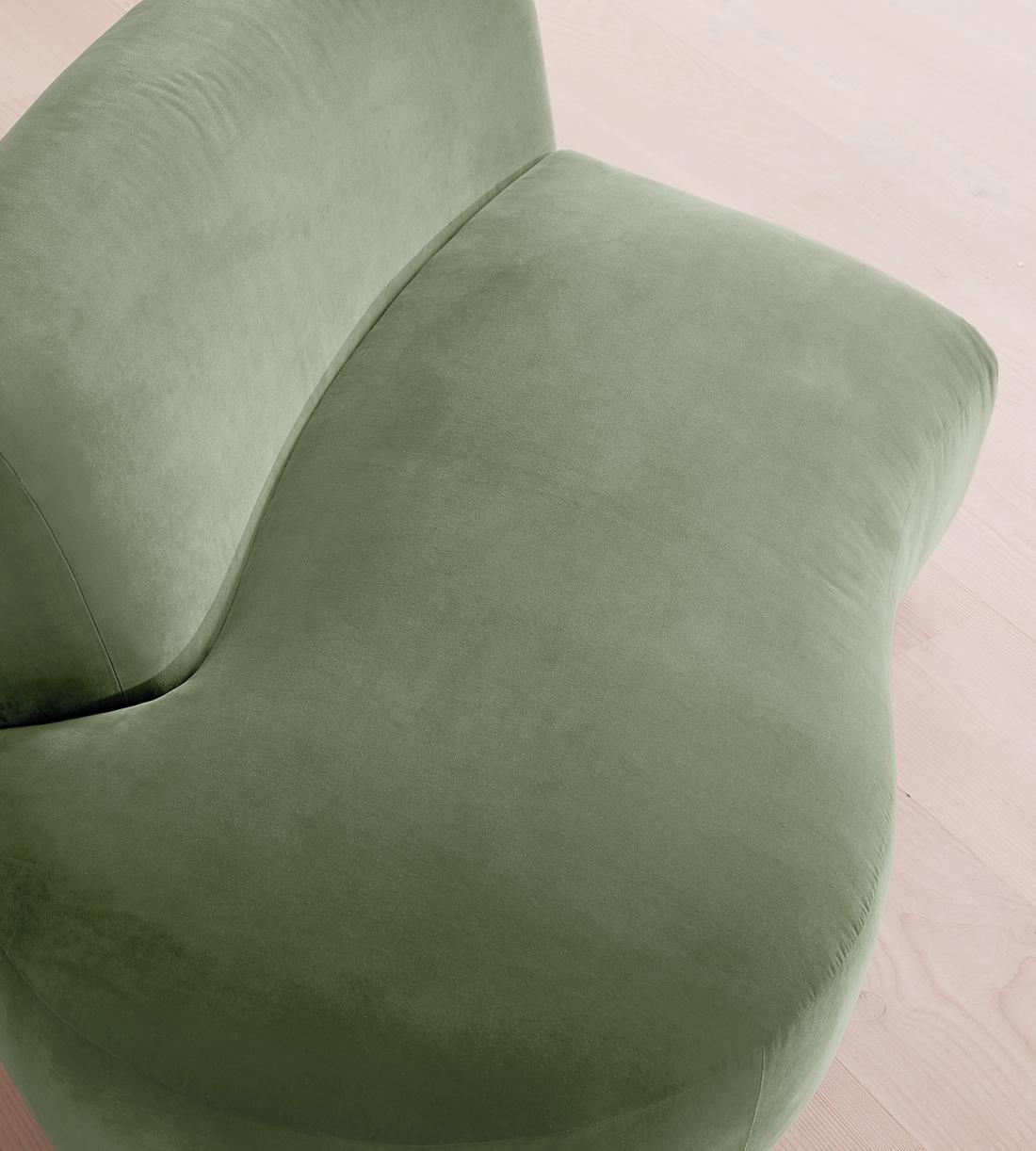 Aline Serpentine Sectional Sofa - Middle Section - Velvet - Seafoam - US - Image 6