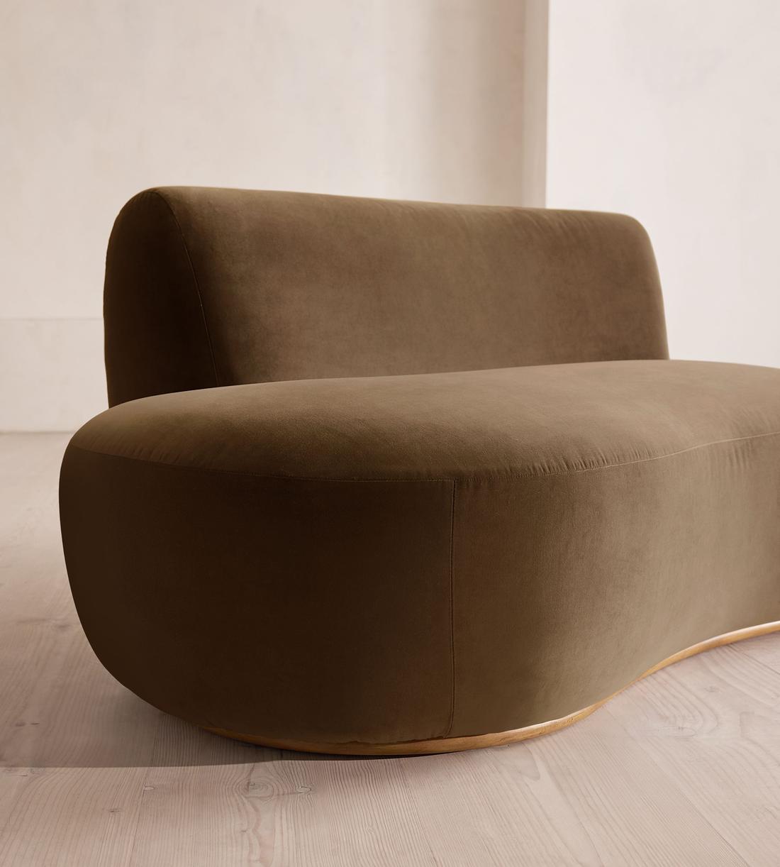 Aline Serpentine Sectional Sofa - Middle Section - Velvet - Truffle - US - Image 5