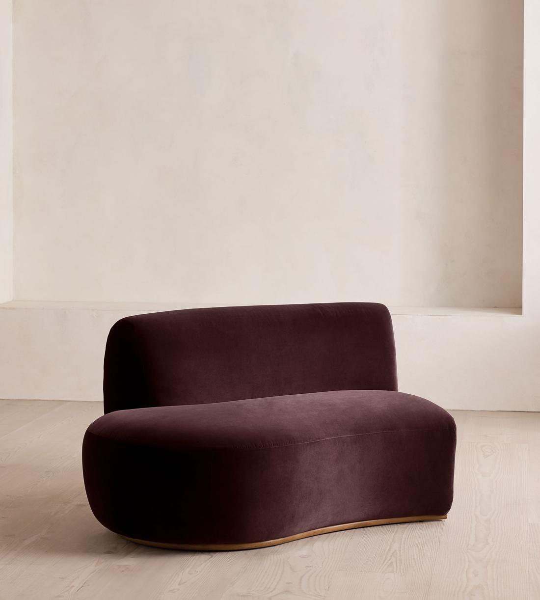 Aline Serpentine Sectional Sofa - Middle Section - Velvet - Aubergine - US - Image 2
