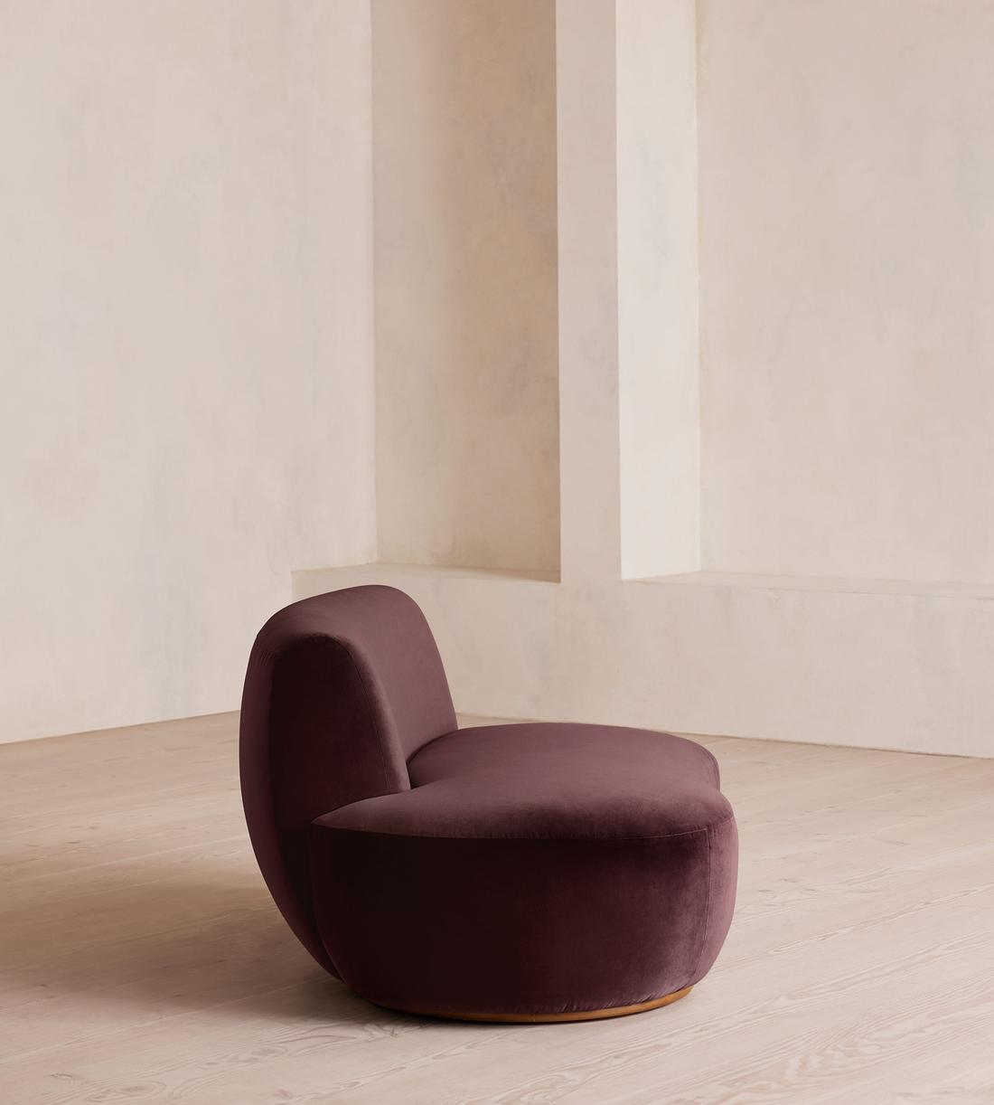 Aline Serpentine Sectional Sofa - Middle Section - Velvet - Aubergine - US - Image 3