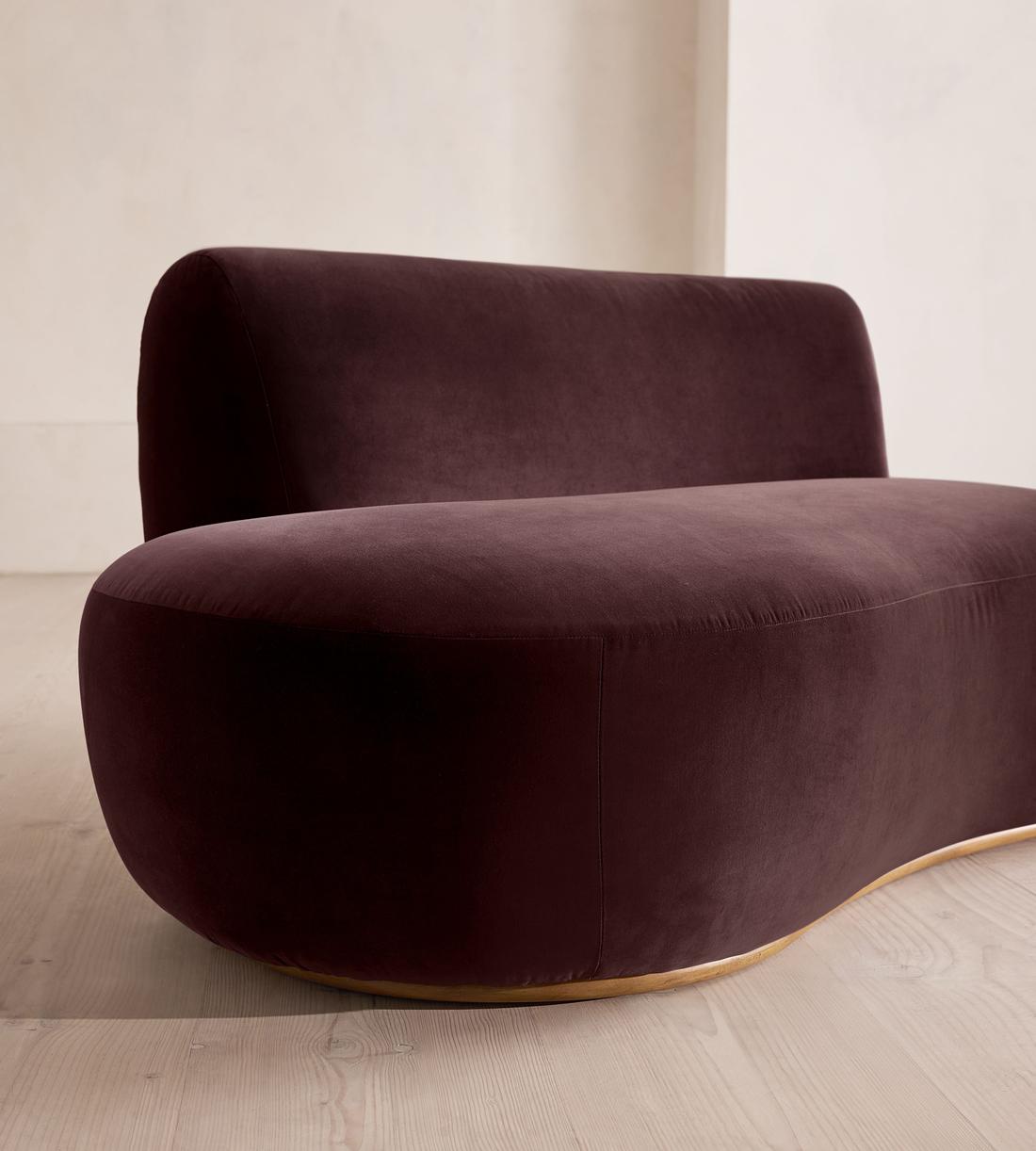 Aline Serpentine Sectional Sofa - Middle Section - Velvet - Aubergine - US - Image 5