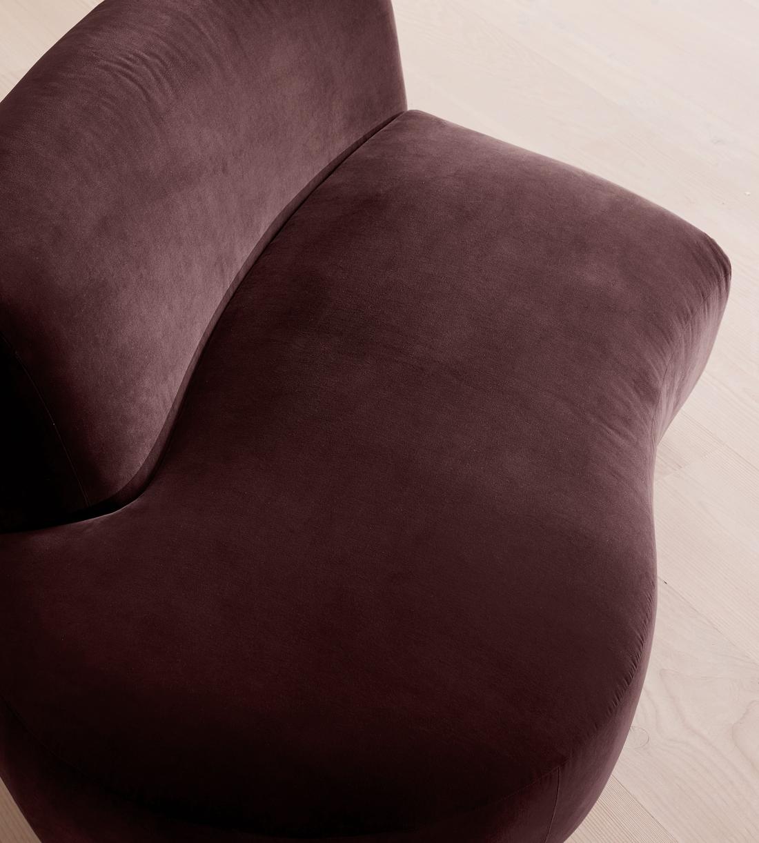 Aline Serpentine Sectional Sofa - Middle Section - Velvet - Aubergine - US - Image 6