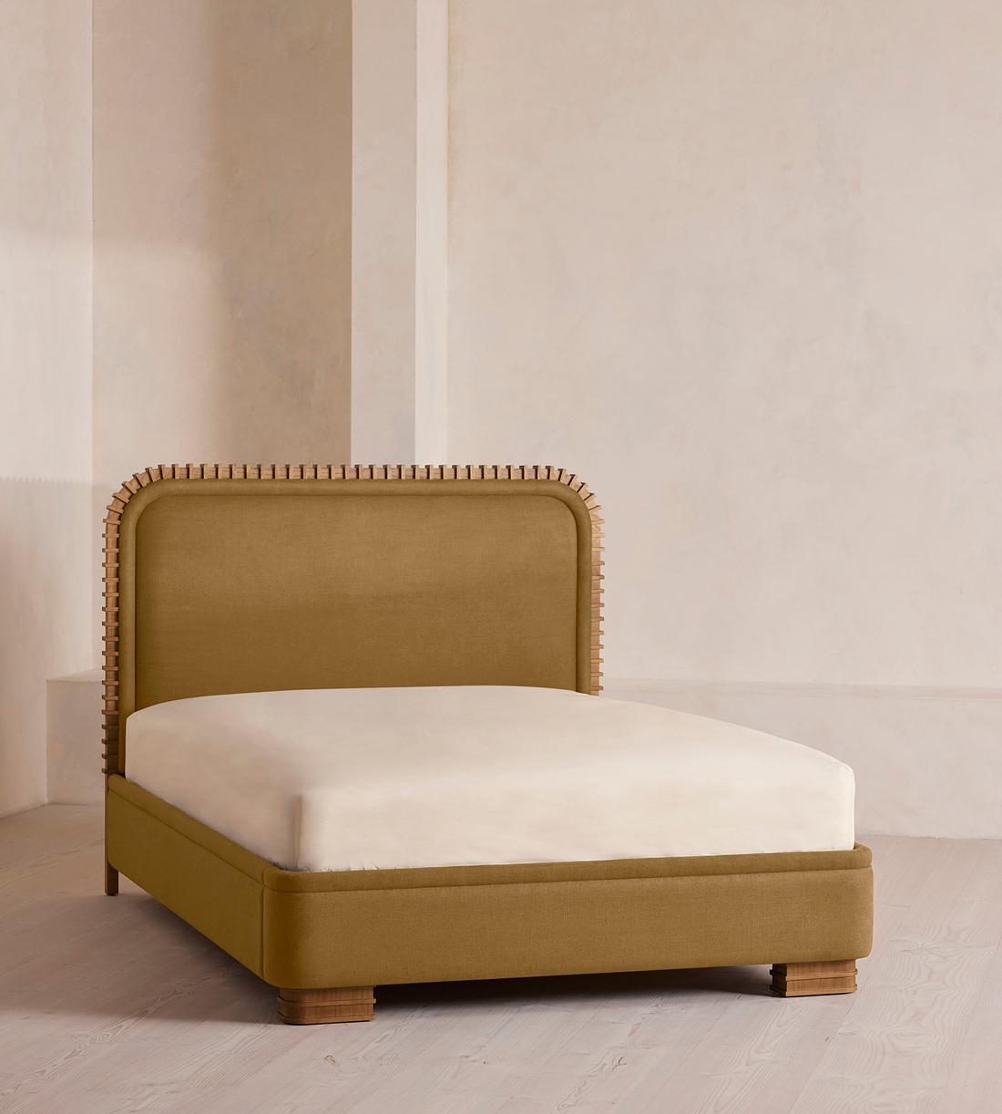 Angus Bed - King - Linen - Ochre - US - Listing - Image 1