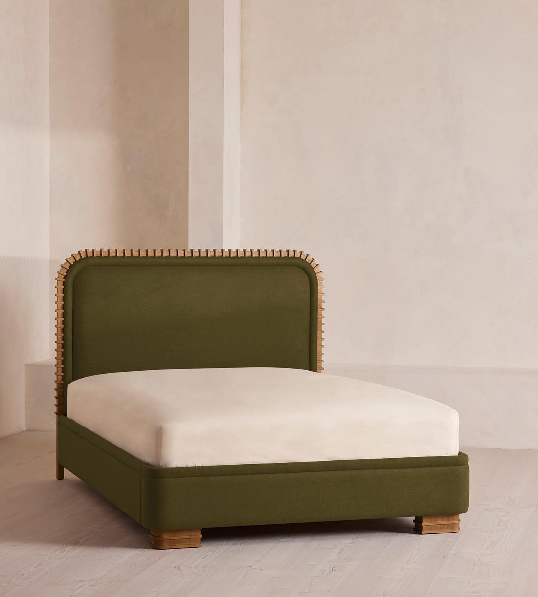 Angus Bed - King - Linen - Olive - Listing - Image 1