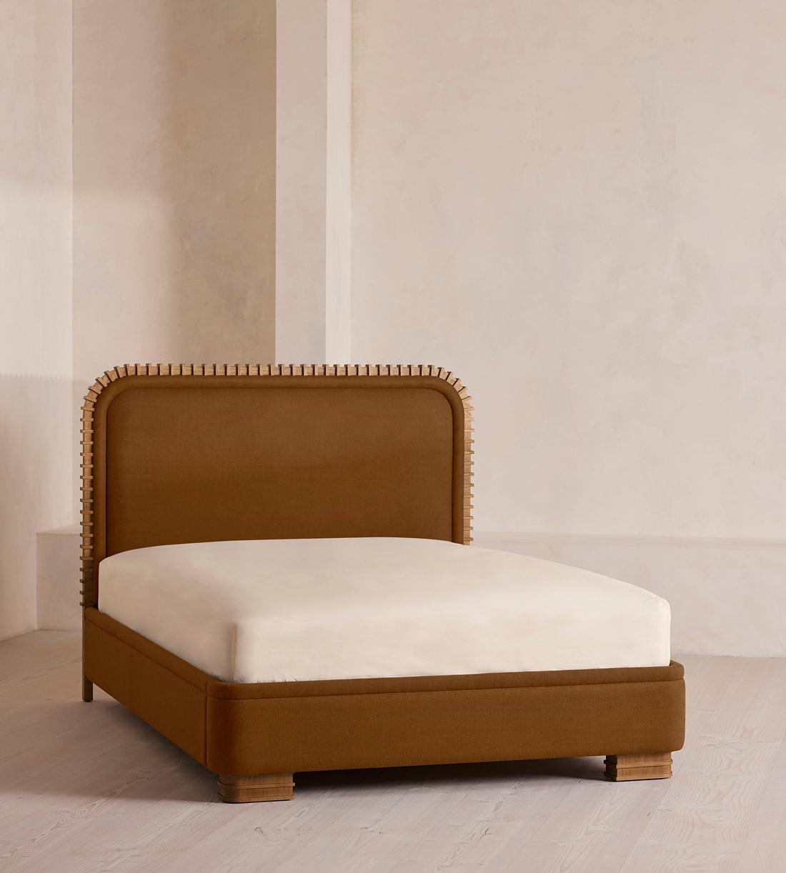 Angus Bed - King - Linen - Terracotta - UK - Listing - Image 1