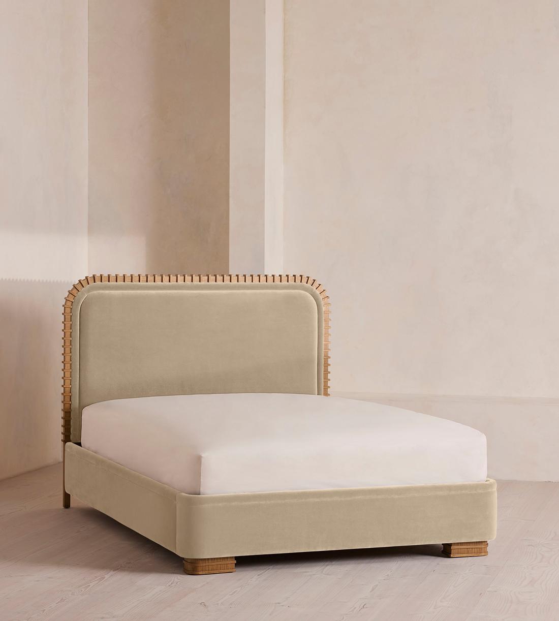 Angus Bed - King - Velvet - Oyster - US - Listing - Image 1