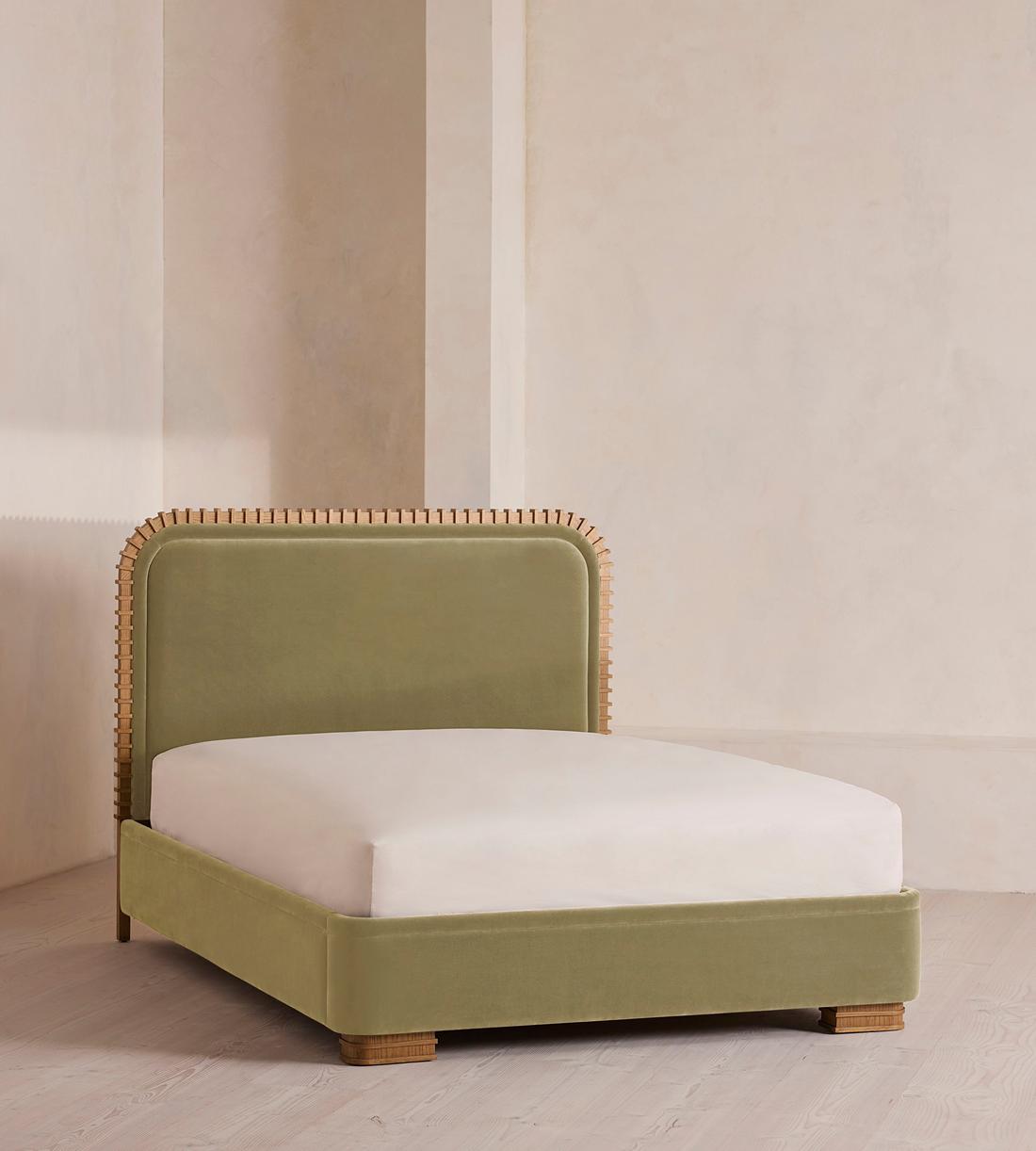 Angus Bed - King - Velvet - Lichen - US - Listing - Image 1