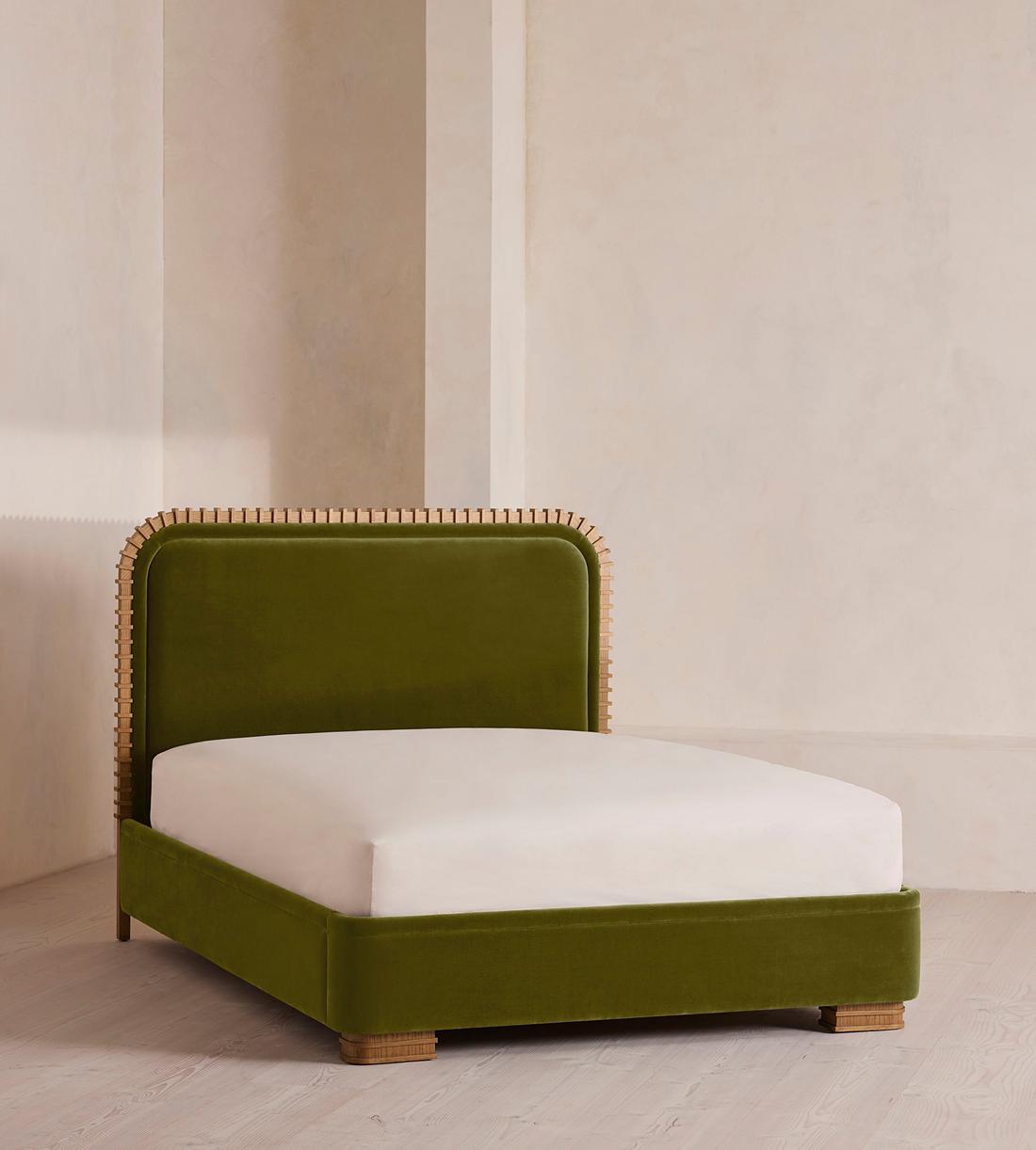Angus Bed - King - Velvet - Olive - Listing - Image 1