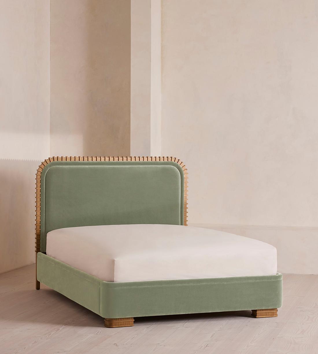 Angus Bed - King - Velvet - Seafoam - UK - Listing - Image 1