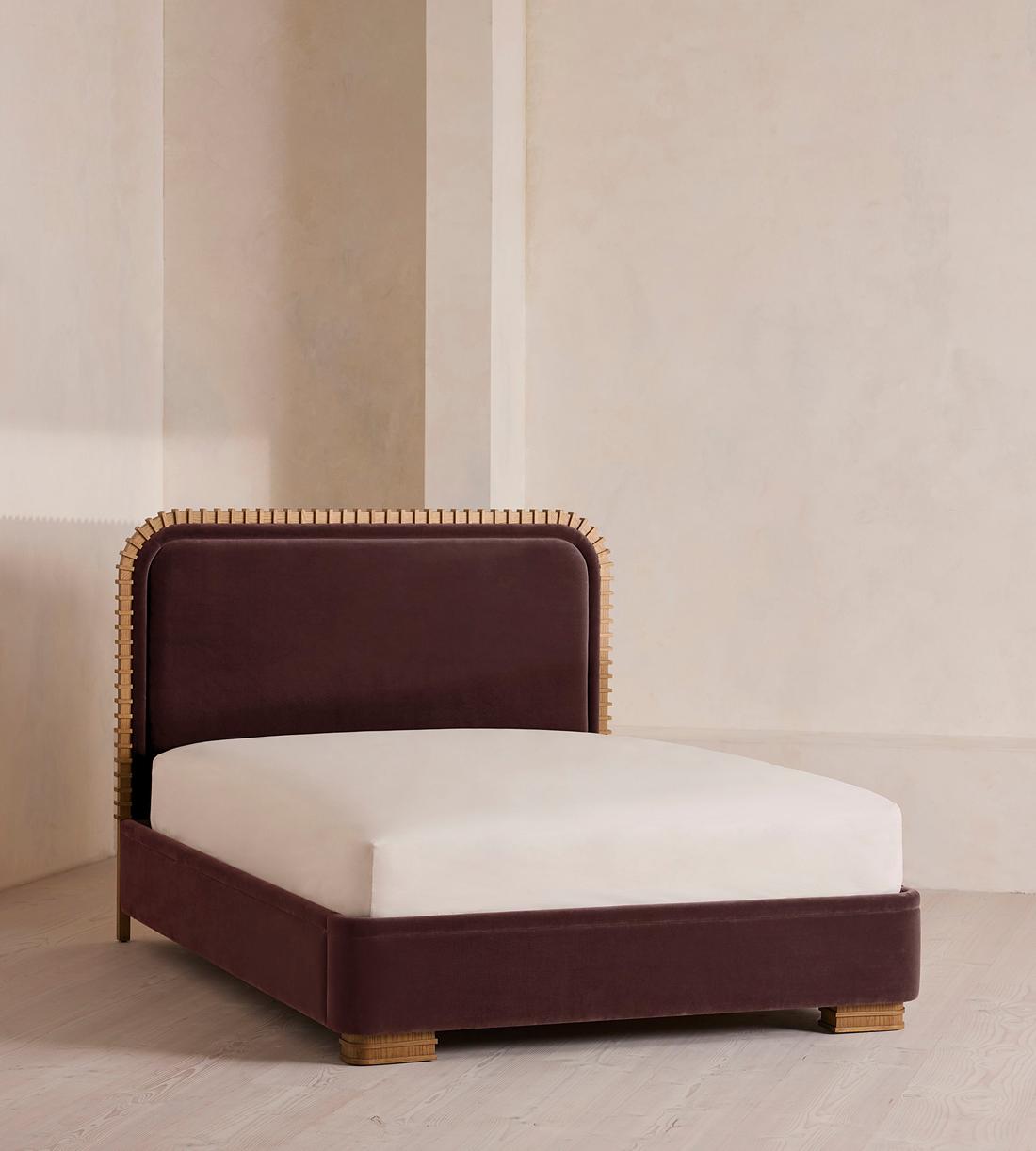 Angus Bed - King - Velvet - Aubergine - US - Listing - Image 1