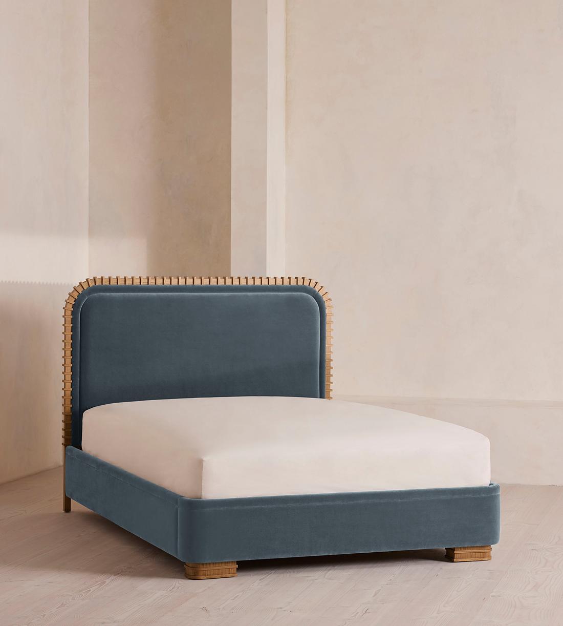 Angus Bed - King - Velvet - Grey Blue - Listing - Image 1