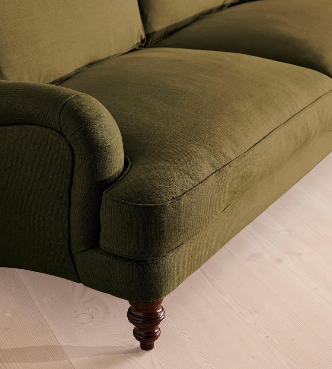 Arundel Three Seater Sofa - Linen - Olive - Images - Image 6