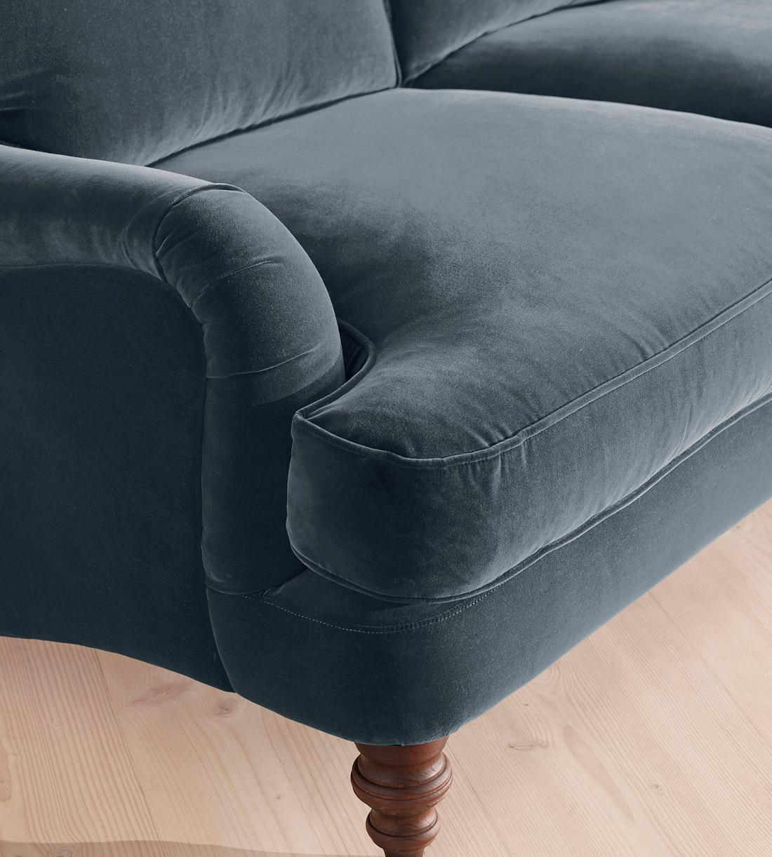 Arundel Two Seater Sofa - Velvet - Grey Blue - Images - Image 4