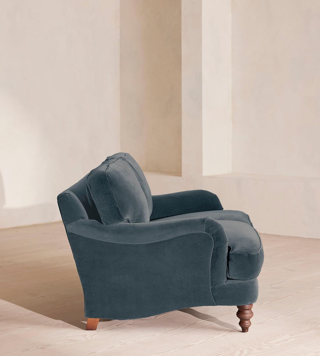 Arundel Two Seater Sofa - Velvet - Grey Blue - Images - Image 5