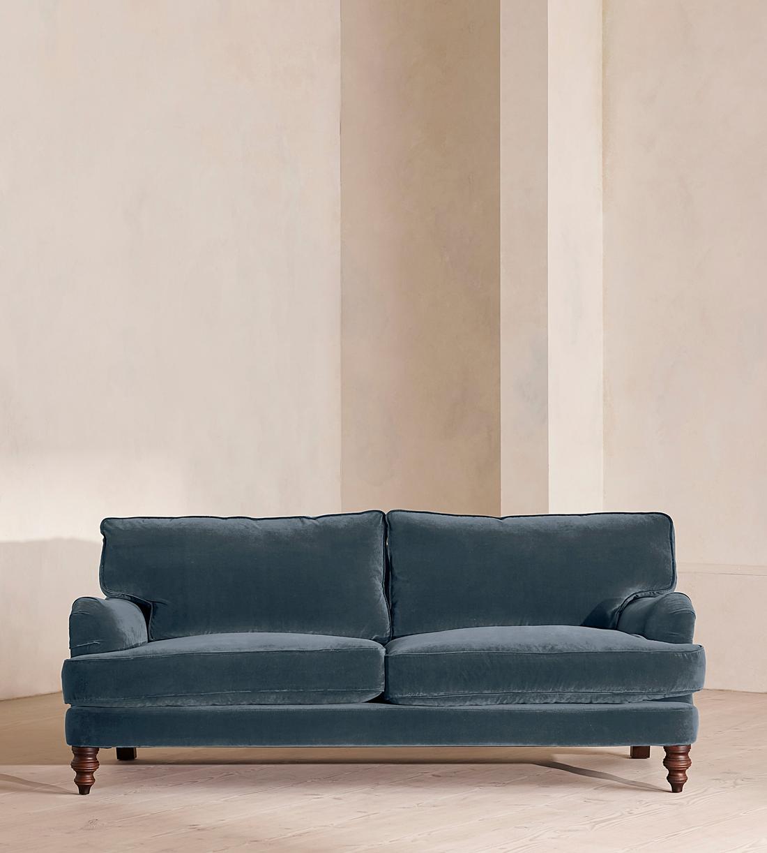 Arundel Three Seater Sofa - Velvet - Grey Blue - Listing - Image 2