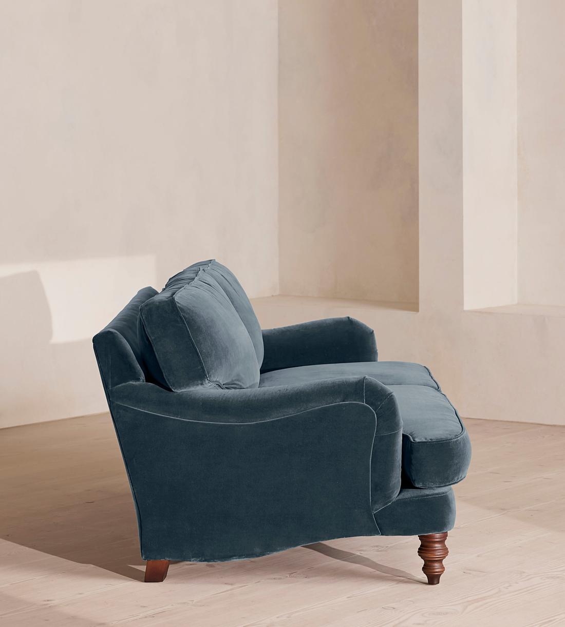 Arundel Three Seater Sofa - Velvet - Grey Blue - Images - Image 4