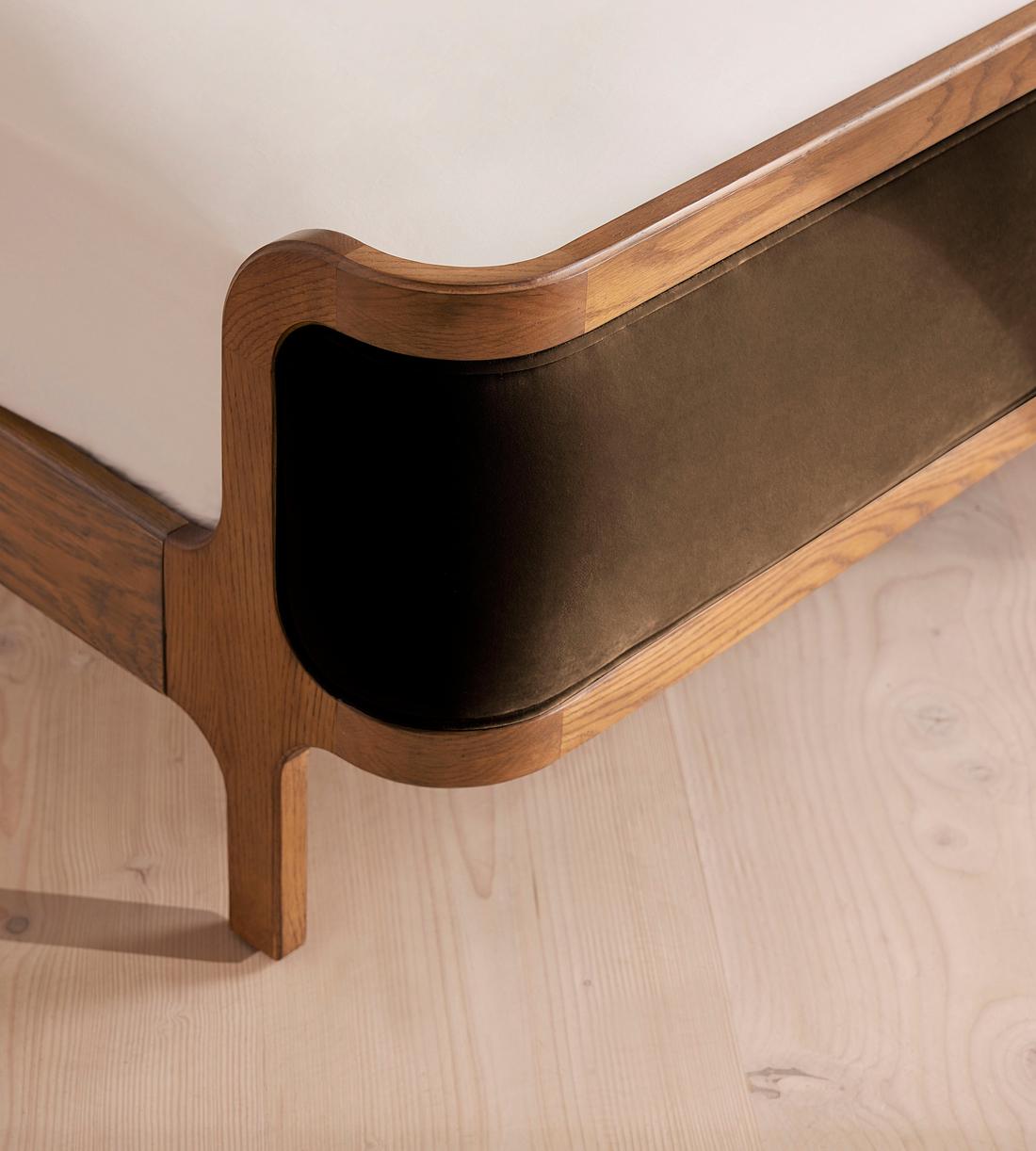 Belsa Bed - Light Oak - King - Velvet - Chocolate - Images - Image 5